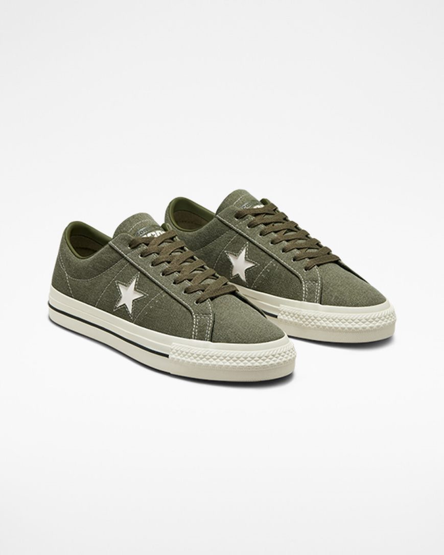 Zapatillas Skate Converse CONS One Star Pro Heavyweight Canvas Mujer Verde Oliva Negras | PE 07EL45